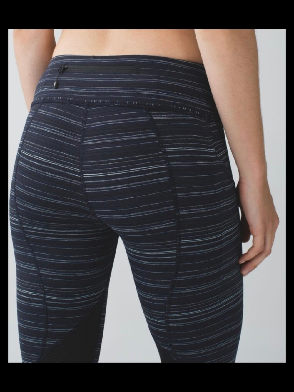 Lululemon Pace Rival Crop leggings in the "Cyber Stripe Naval Blue Black"